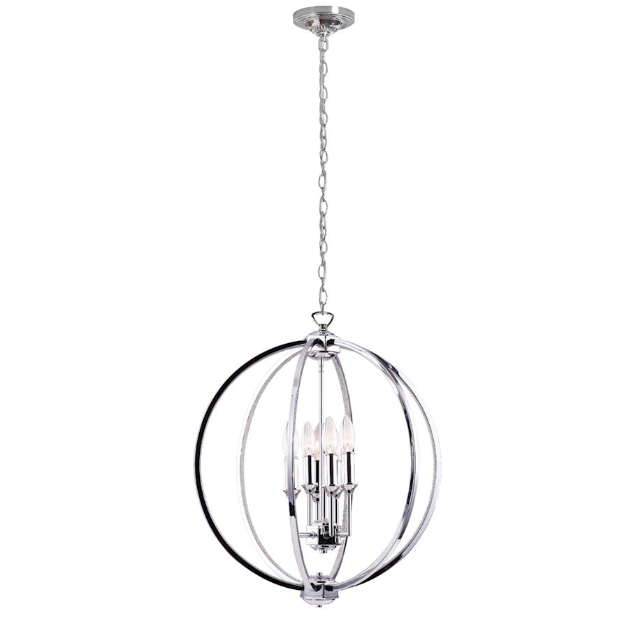Dainolite Karland 20in 6-Light Chandelier | Polished Chrome Steel | Dining Room & Entryway | 20 x 20 x 22 in | Model KAR-206C-PC