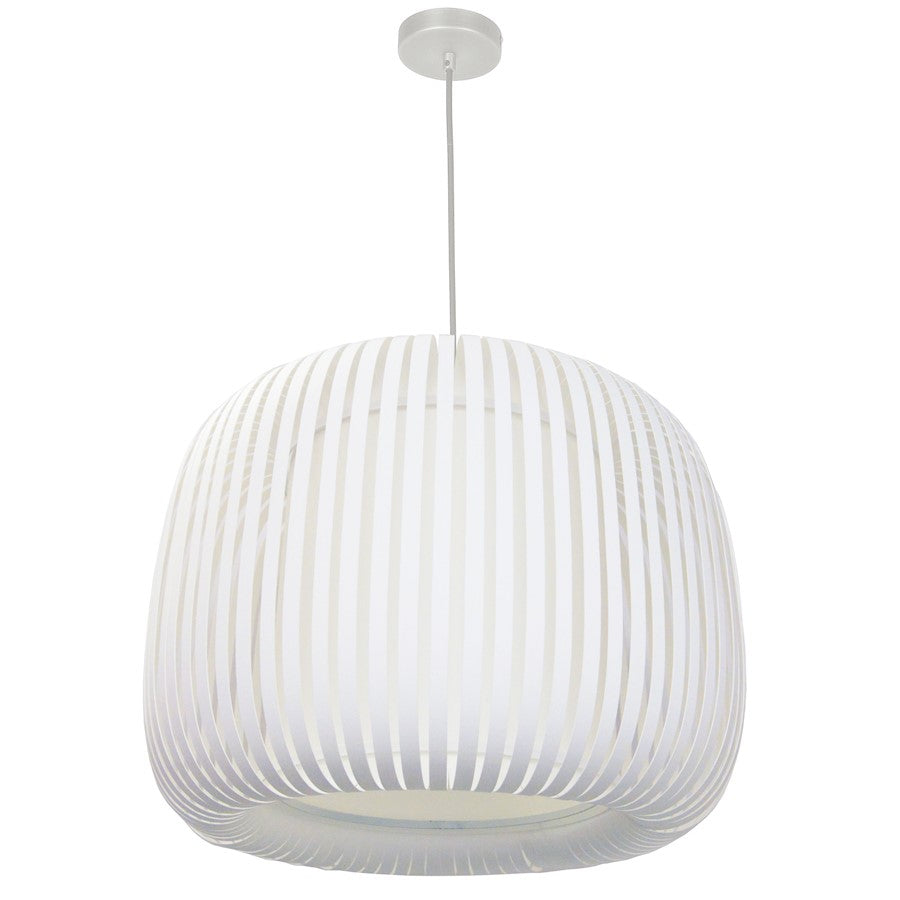 Dainolite Mia 1-Light Pendant | Transitional Matte White and White Laminated Fabric Shade | Dining Room & Kitchen Island | Model MIA-181P-195F
