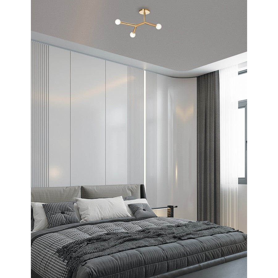 Dainolite Morgan 21in 3-Light Semi-Flush Mount | Transitional Aged Brass Metal | Hallway & Bedroom Ceiling Light | Model MOR-213SF-AGB