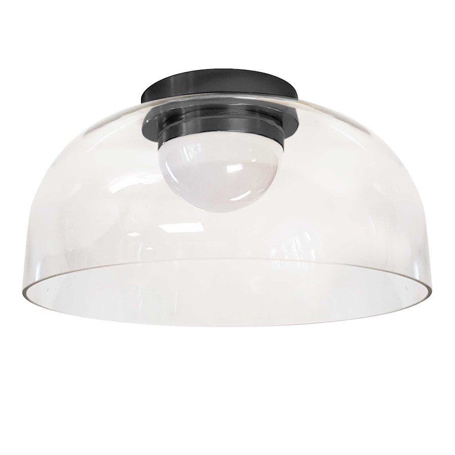 Dainolite Nadine 12in 1-Light LED Flush Mount | Transitional Matte Black and Clear Glass | Hallway & Bedroom | Model NAD-1210LEDFH-MB