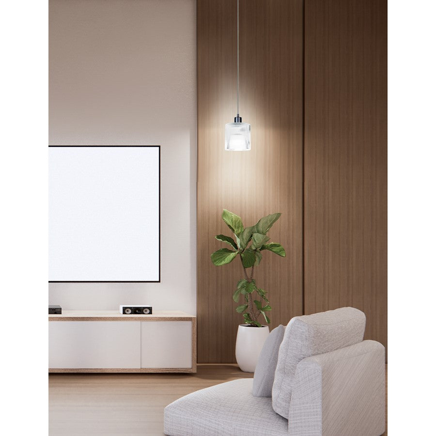 Dainolite Nadine 7in 1-Light Pendant | Transitional Matte Black and Clear Glass | Kitchen Island & Dining Room | 7 x 7 x 7 in | Model NAD-71P-MB-FL
