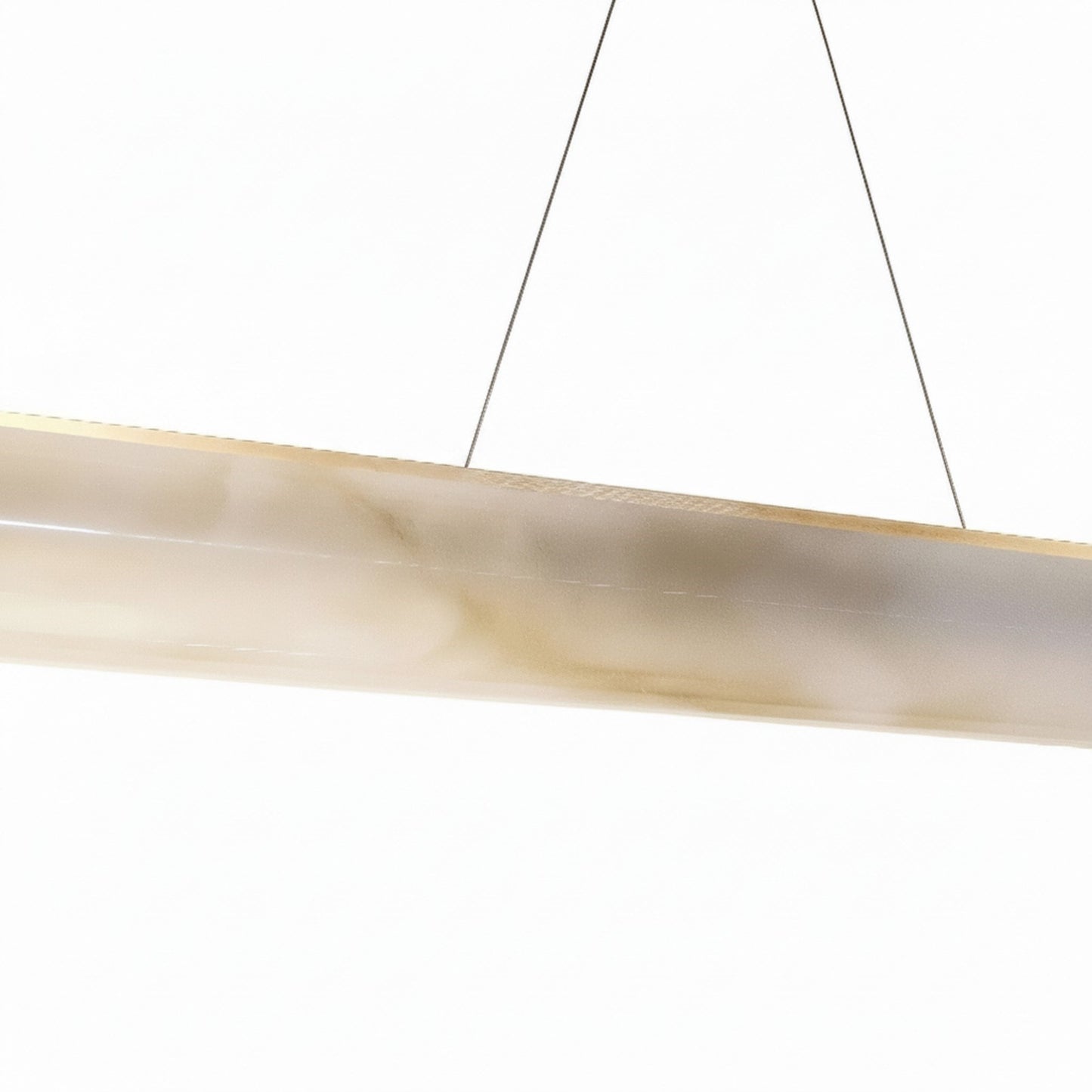 Dainolite Nena 52in 1-Light LED Horizontal Pendant | Transitional Aged Brass Metal and Faux Alabaster Styrene | Kitchen | Model NNA-5130LEDHP-AGB-AL