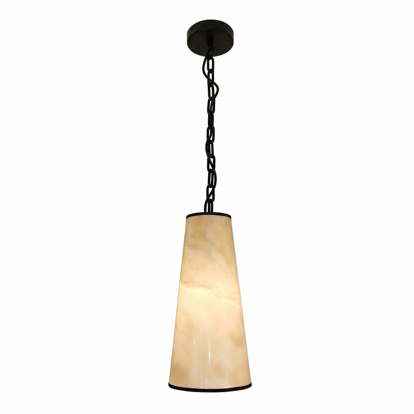 Dainolite Nena 7in 1-Light Pendant | Transitional Matte Black Metal and Faux Alabaster Styrene | Kitchen Island & Bathroom | 7 x 7 | Model NNA-71P-MB-ALB