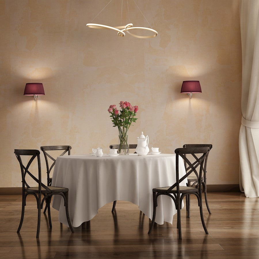 Dainolite Nola 44in 1-Light Pendant | Contemporary Aged Brass and White Silicone | Kitchen Island & Dining Room | Model NOL-4350LEDHP-AGB