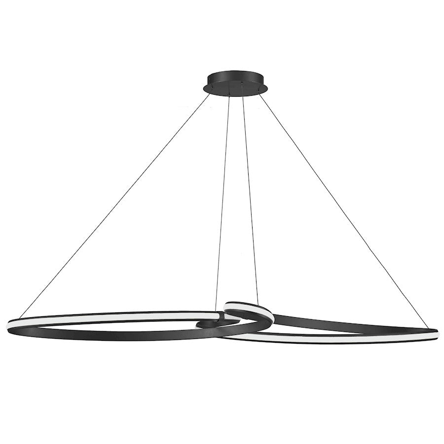 Dainolite Nola 60in 1-Light Pendant | Transitional Matte Black and White Silicone | Kitchen Island & Dining Room | Model NOL-6066LEDHP-MB