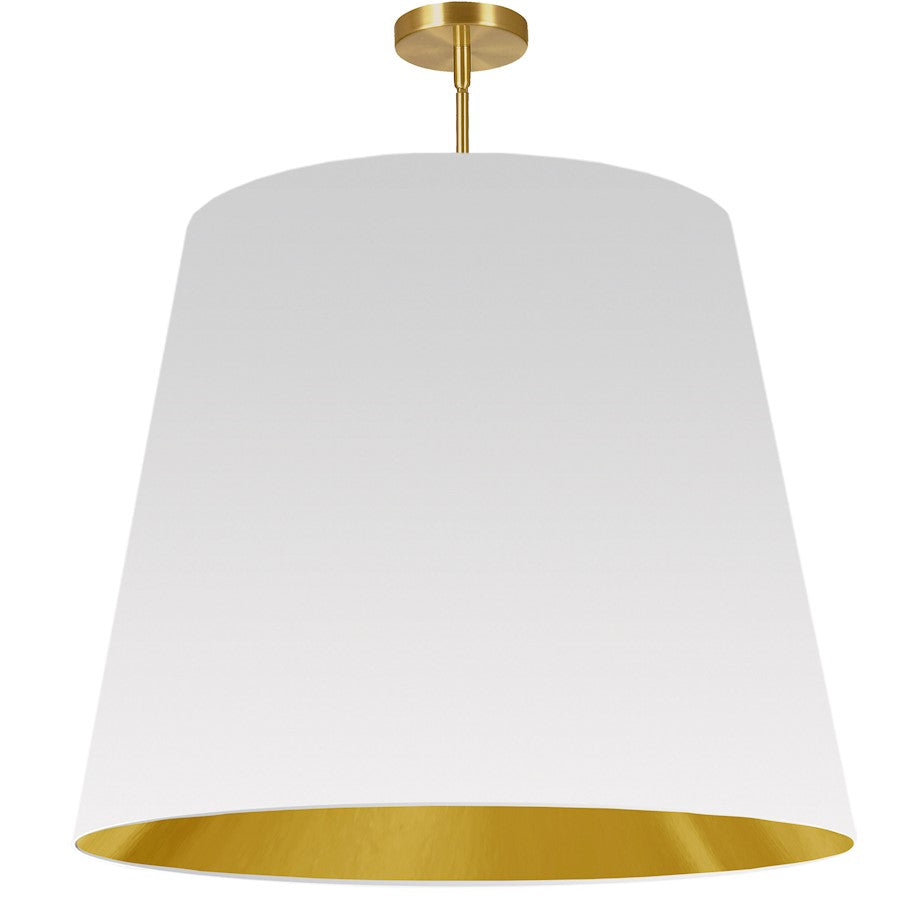 Dainolite Oversized Drum 32in 1-Light Pendant | Modern White/Gold Fabric and Polished Chrome Metal | Kitchen Island & Dining Room | Model ODR-XL-692