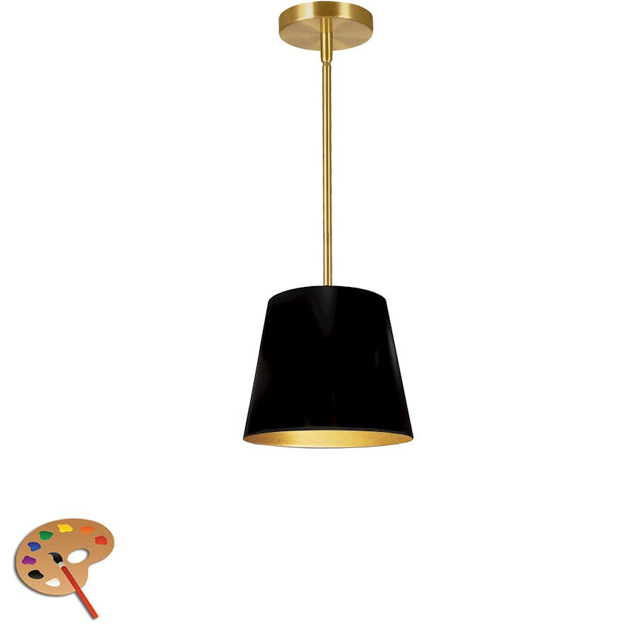 Dainolite Oversized Drum 10in 1-Light Pendant | Modern Black and Gold Fabric with Polished Chrome Accent | Kitchen Island & Dining Room | Model ODR-XS-698
