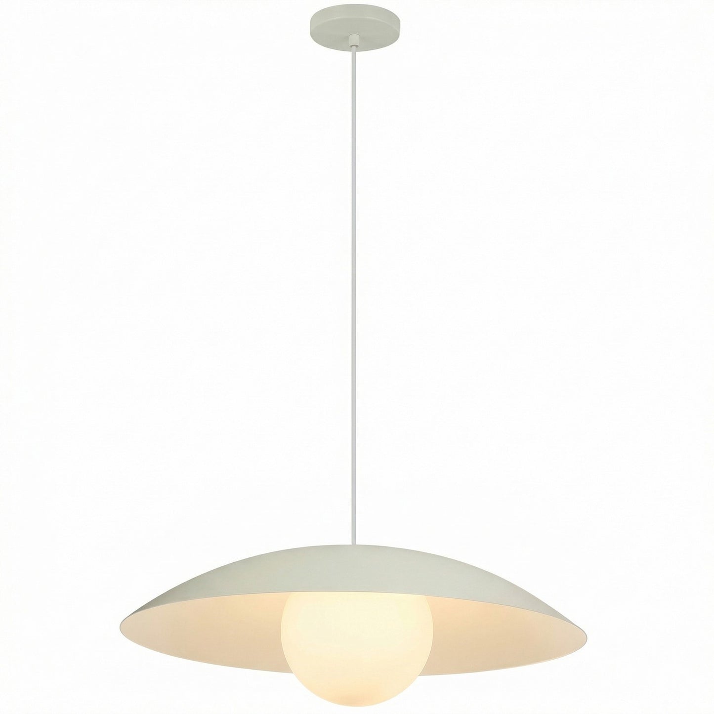 Dainolite Olivia 15.75in 1-Light Pendant | Contemporary Matte Beige Metal and Opal Glass | Kitchen Island & Bathroom | 15.75 x 15.75 | Model OLV-151P-MBG