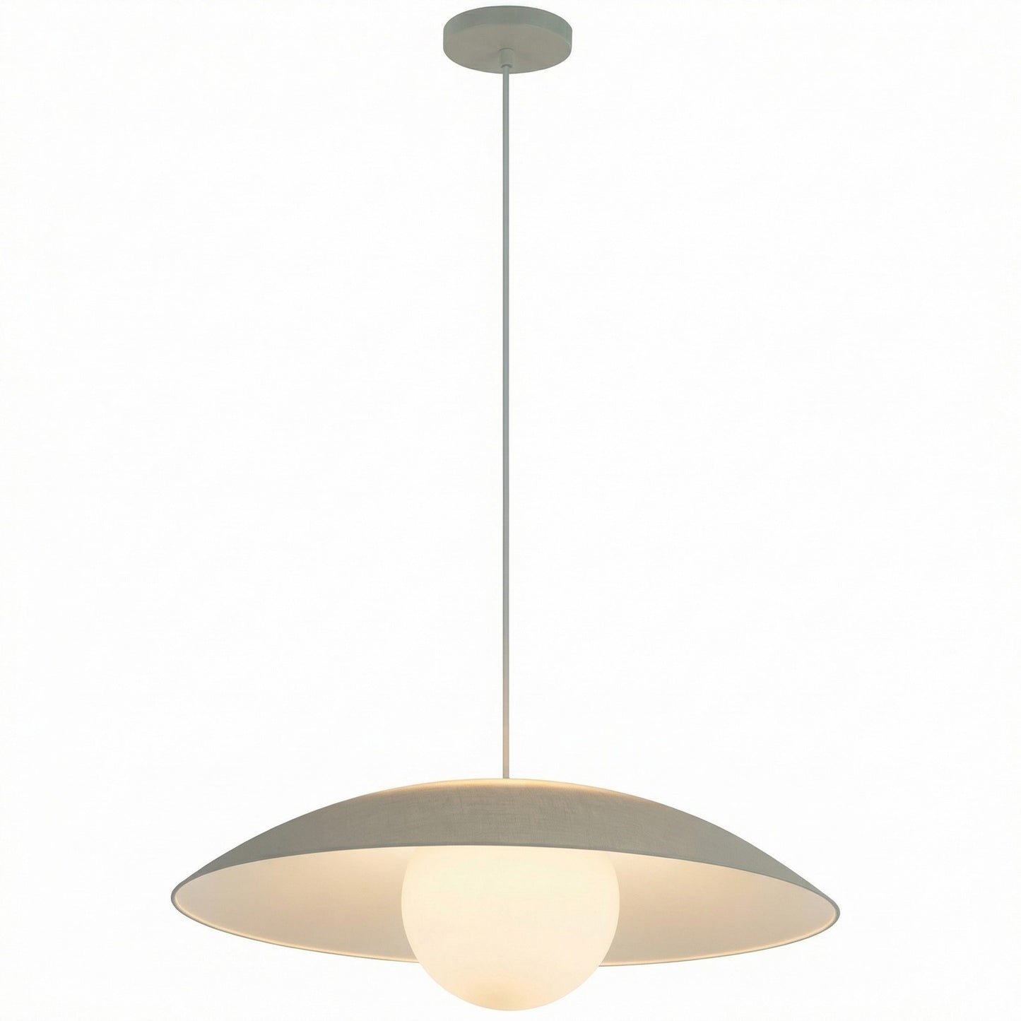 Dainolite Olivia 15.75in 1-Light Pendant | Contemporary Matte Linen Metal and Opal Glass | Kitchen Island & Bathroom | 15.75 x 15.75 | Model OLV-151P-MLN
