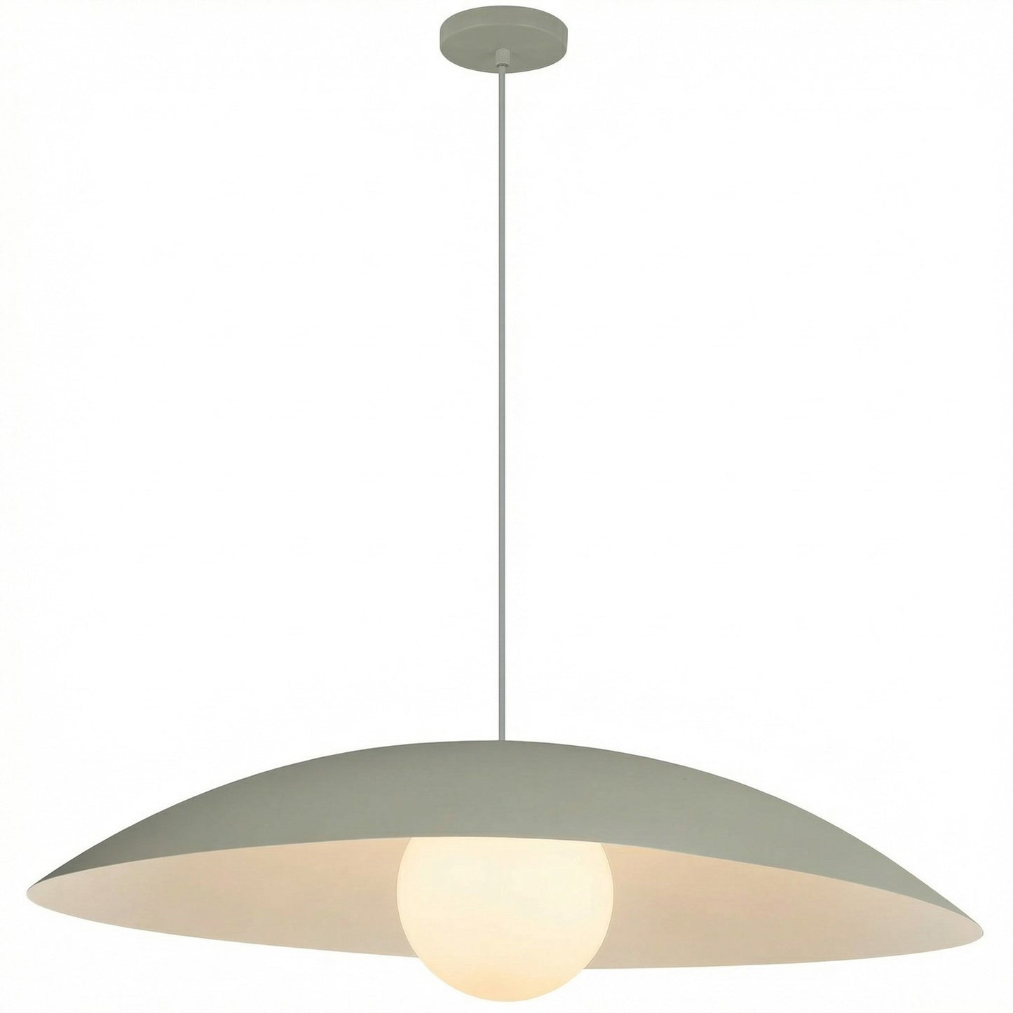 Dainolite Olivia 24in 1-Light Pendant | Contemporary Matte Linen Metal and Opal Glass | Kitchen Island & Bathroom | 23.5 x 23.5 x 5 in | Model OLV-241P-MLN