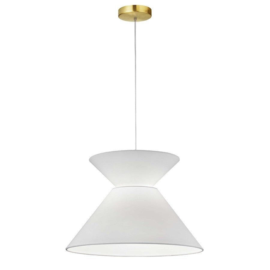 Dainolite Patricia 18in 1-Light Pendant | Transitional White Fabric and Aged Brass Metal | Kitchen Island & Dining Room | 18 x 18 | Model PAT-181P-AGB-790