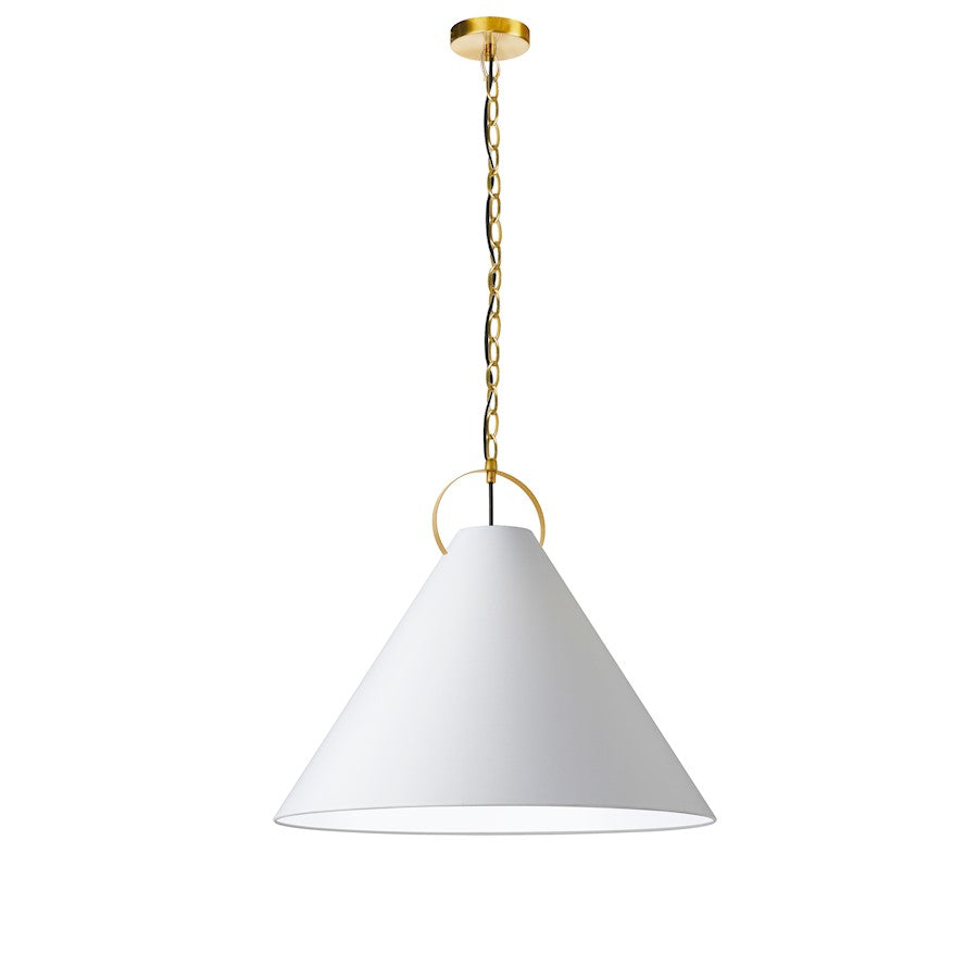Dainolite Princeton 24in 1-Light Pendant | Contemporary Aged Brass and White Fabric | Kitchen Island & Dining Room | Model PCN-241P-AGB-790