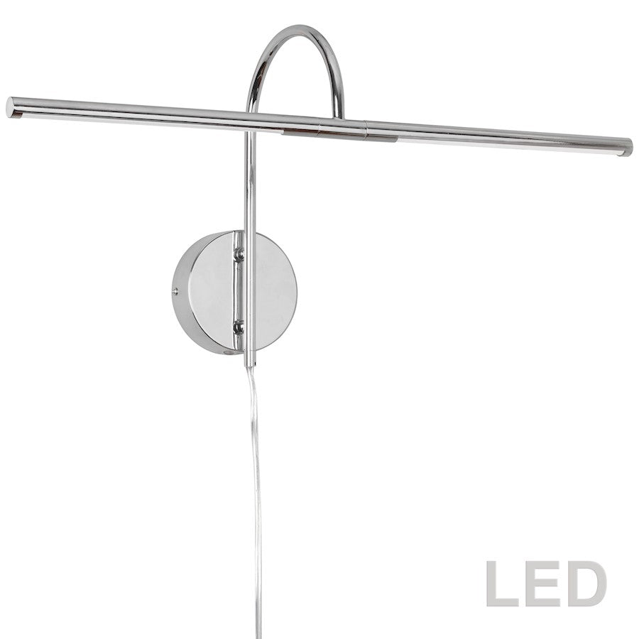 Dainolite PICLED-242-PC 26in 2-Light Picture Light | Contemporary Polished Chrome Metal | Art & Gallery Lighting | 8 x 26 x 13 in | Model PICLED-242-PC
