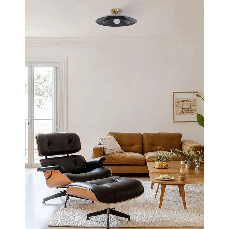 Dainolite Pima 18in 1-Light Semi Flush Mount | Transitional Matte Black Metal | Bedroom & Office | 17.75 x 17.75 x 5.75 in | Model PIM-171SF-MB