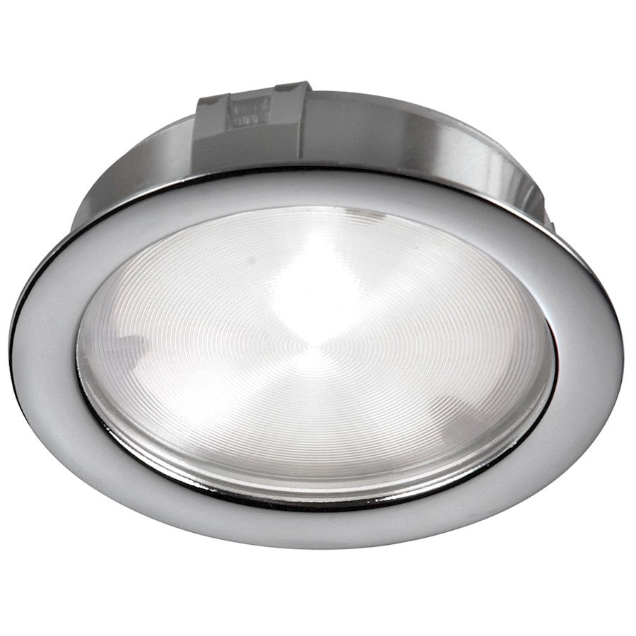 Dainolite LED Cree 4W 24VDC Puck Light | Satin Chrome Plated Metal | Under Cabinet Kitchen Task Light | 314lm 3000K 40° Beam | Model PLED-04-SN