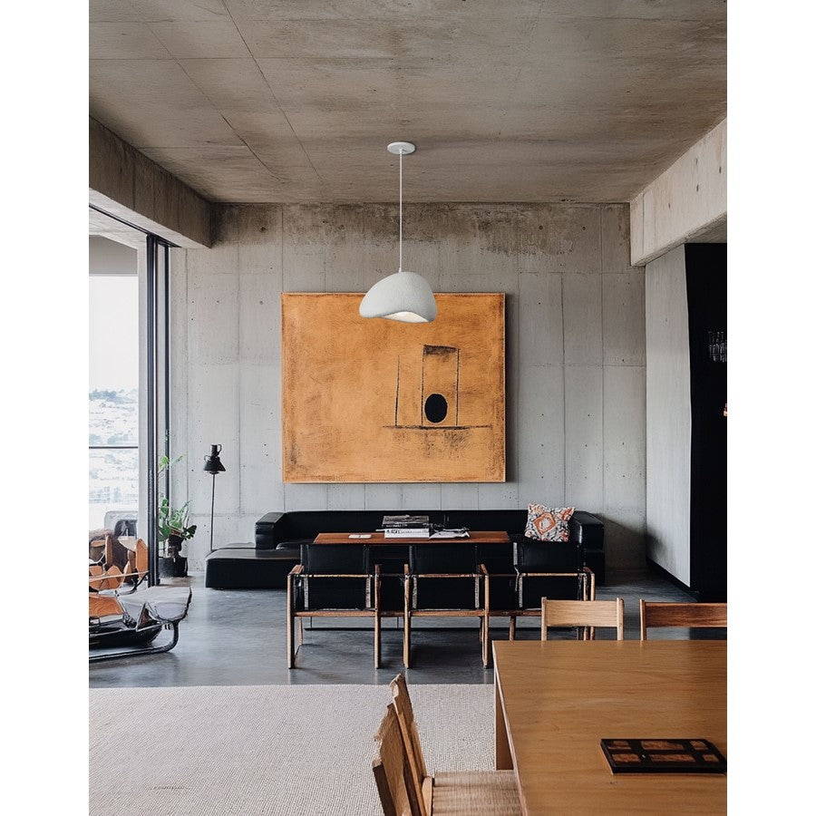 Dainolite Pilar 12.5in 1-Light Pendant | Contemporary White Plaster and Metal | Kitchen Island & Foyer | 12.5 x 15.75 x 8.5 in | Model PLR-151P-MW