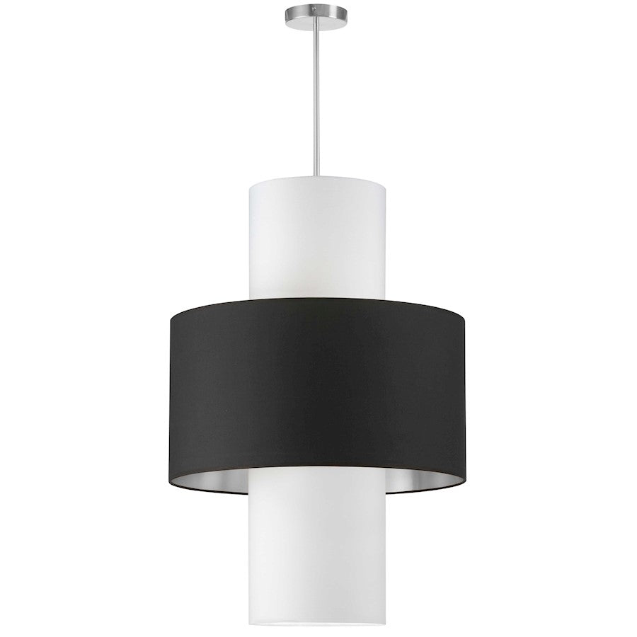 Dainolite Patrona 22in 4-Light Pendant | Contemporary Black Fabric and Polished Chrome Metal | Kitchen Island & Dining Room | Model POA-224P-PC-697-790