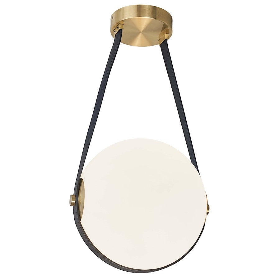 Dainolite Persis 12in 1-Light LED Pendant | Aged Brass and White Glass | Foyer & Dining Room | 11.75 x 11.75 x 11.75 in | Model PRS-1215LEDP-AGB