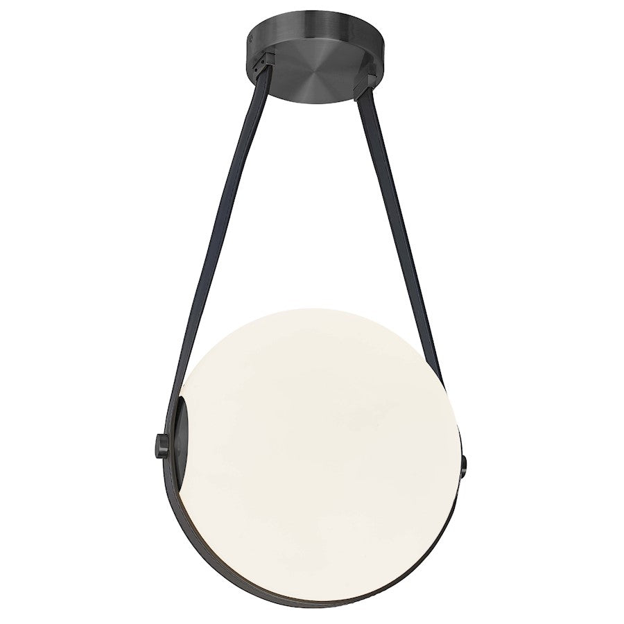 Dainolite Persis 12in 1-Light Pendant | Modern Matte Black and White Glass | Kitchen Island & Dining Room | Model PRS-1215LEDP-MB