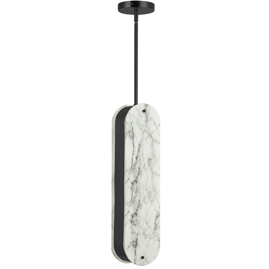 Dainolite Pascal 5in 1-Light Pendant | Contemporary Matte Black and Alabaster Faux Alabaster | Kitchen & Foyer | 5 x 4 x 20 in | Model PSC-201P-MB