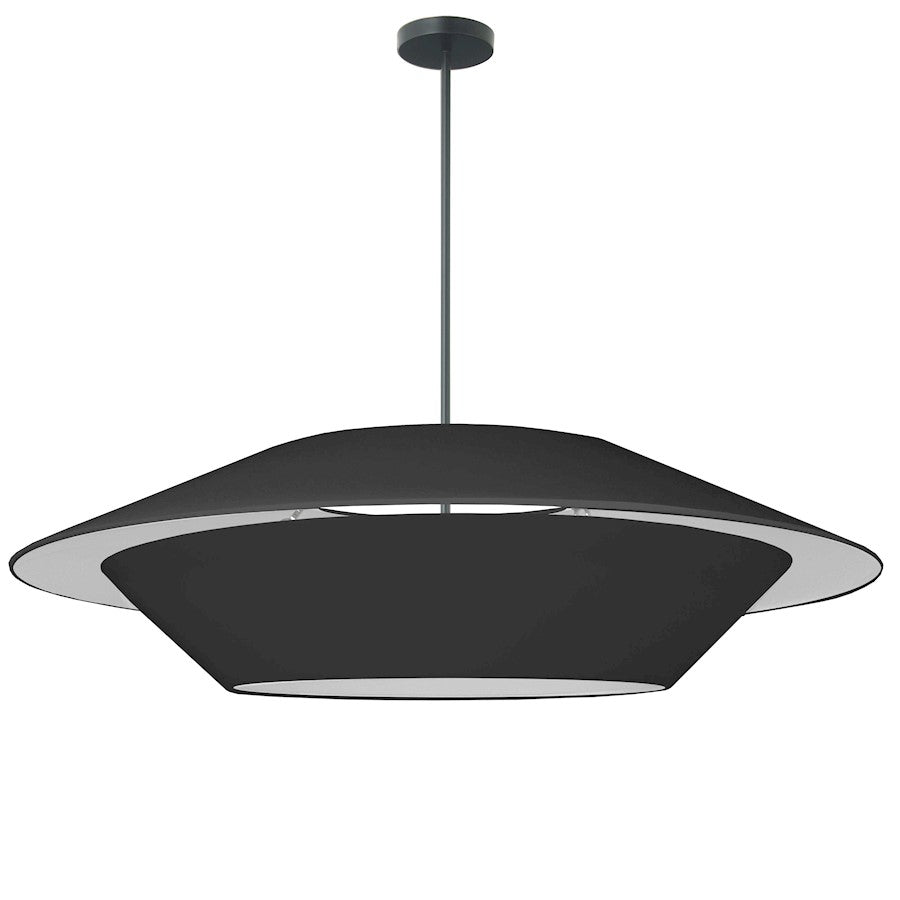 Dainolite Poseidon 36in 4-Light Pendant | Modern Black Fabric Shade and Matte Black Metal | Kitchen Island & Dining Room | 36 x 36 | Model PSO-364P-MB-797