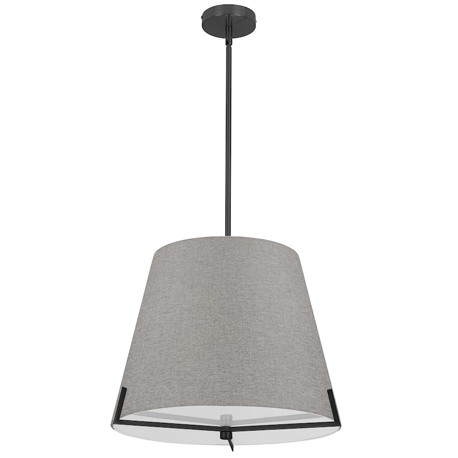 Dainolite Preston 19in 4-Light Pendant | Contemporary Matte Black and Grey Fabric | Foyer & Hallway | 19 x 19 x 14 in | Model PST-184P-MB-GRY