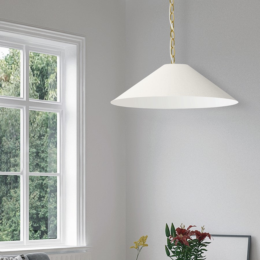 Dainolite Presley 26in 1-Light Pendant | Transitional Aged Brass and Cream HardBack Shade | Kitchen Island & Dining Room | 26 x 26 x | Model PSY-M-AGB-720