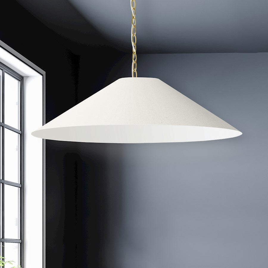 Dainolite Presley 38in 1-Light Pendant | Transitional Aged Brass and Cream HardBack Shade | Kitchen Island & Dining Room | 38 x 38 | Model PSY-XL-AGB-720