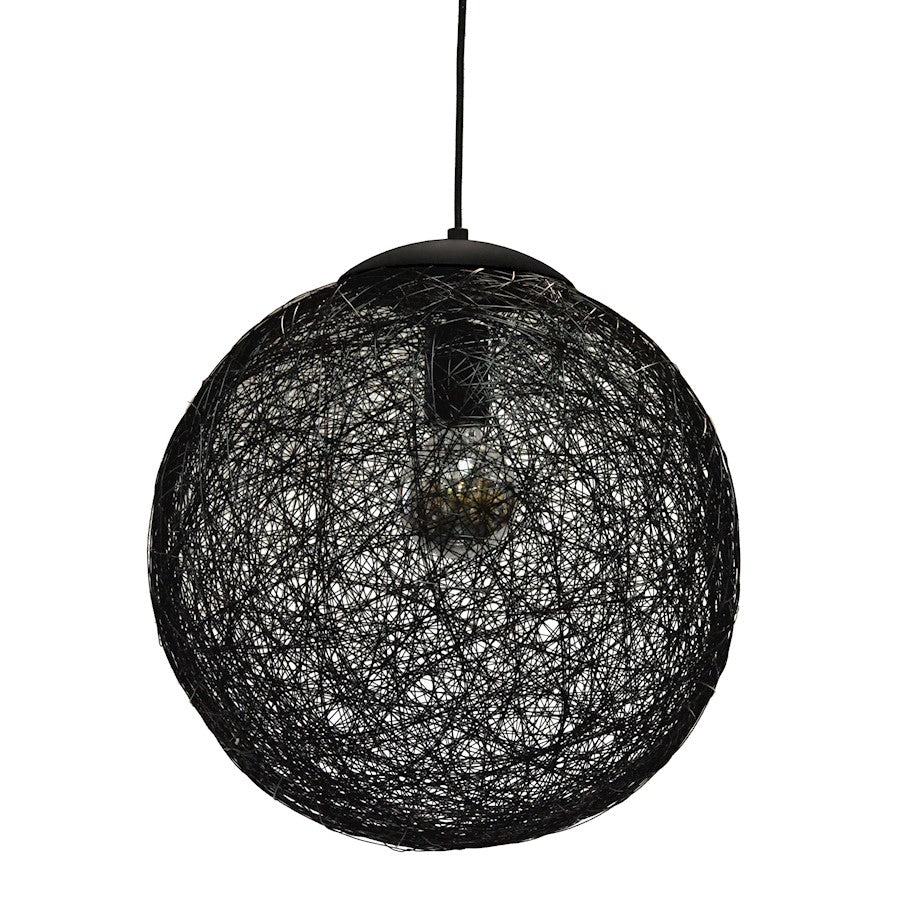 Dainolite Payton 16in 1-Light Pendant | Industrial Matte Black Metal and Vintage Edison Bulb | Kitchen Island & Dining Room | 16 x 16 | Model PTN-151P-BK