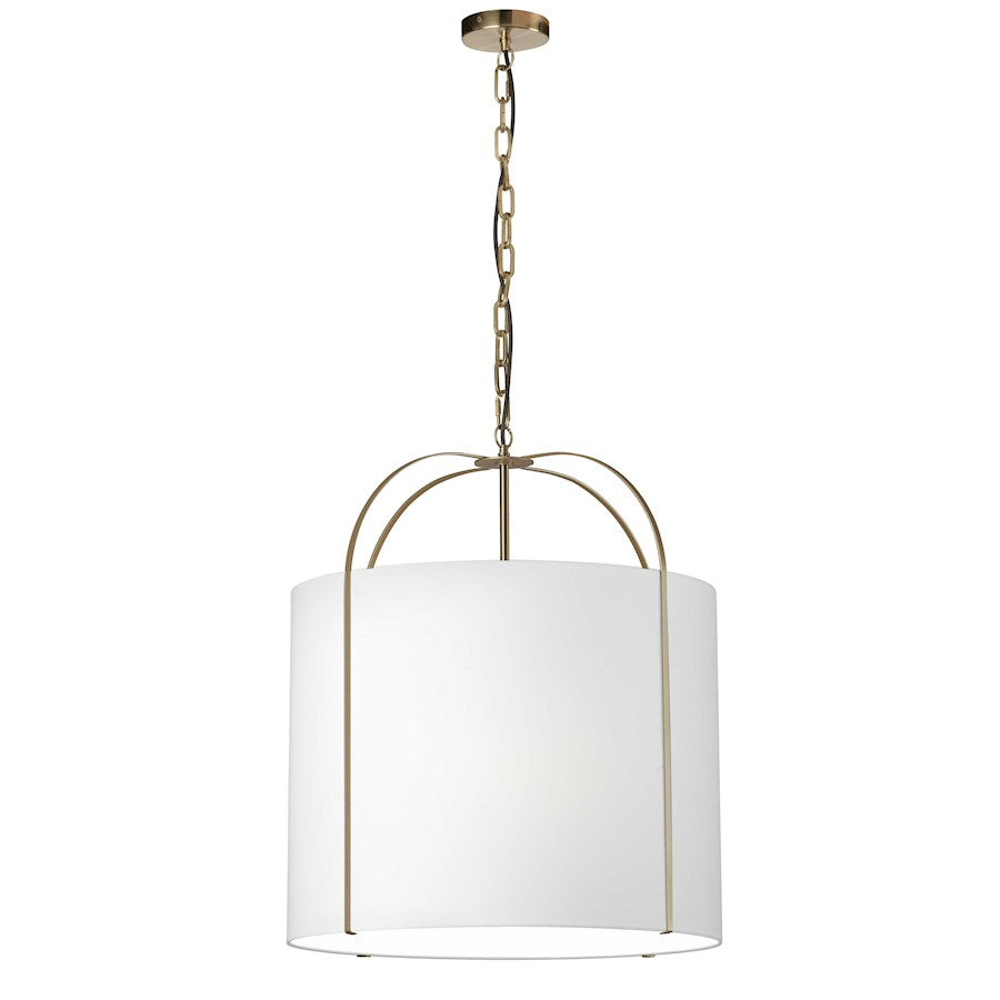 Dainolite Quincy 22in 3-Light Pendant | Contemporary Gold and White Fabric | Kitchen & Dining Room | 22 x 22 x 25.5 in | Model QCY-221P-GLD-WH