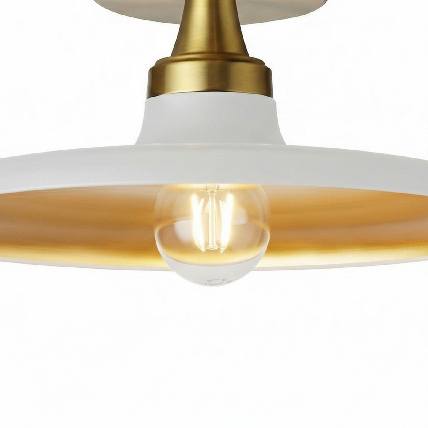Dainolite Quentin 12in 1-Light Flush Mount | Contemporary Aged Brass and Matte White Gold Metal Shade | Living Room, Bedroom & | Model QTN-121SF-MW-AGB
