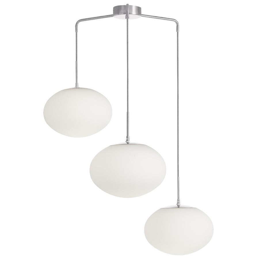Dainolite Rachel 32in 3-Light Pendant | Contemporary Polished Chrome and White Glass | Kitchen Island & Dining Room | Model RCL-323P-PC