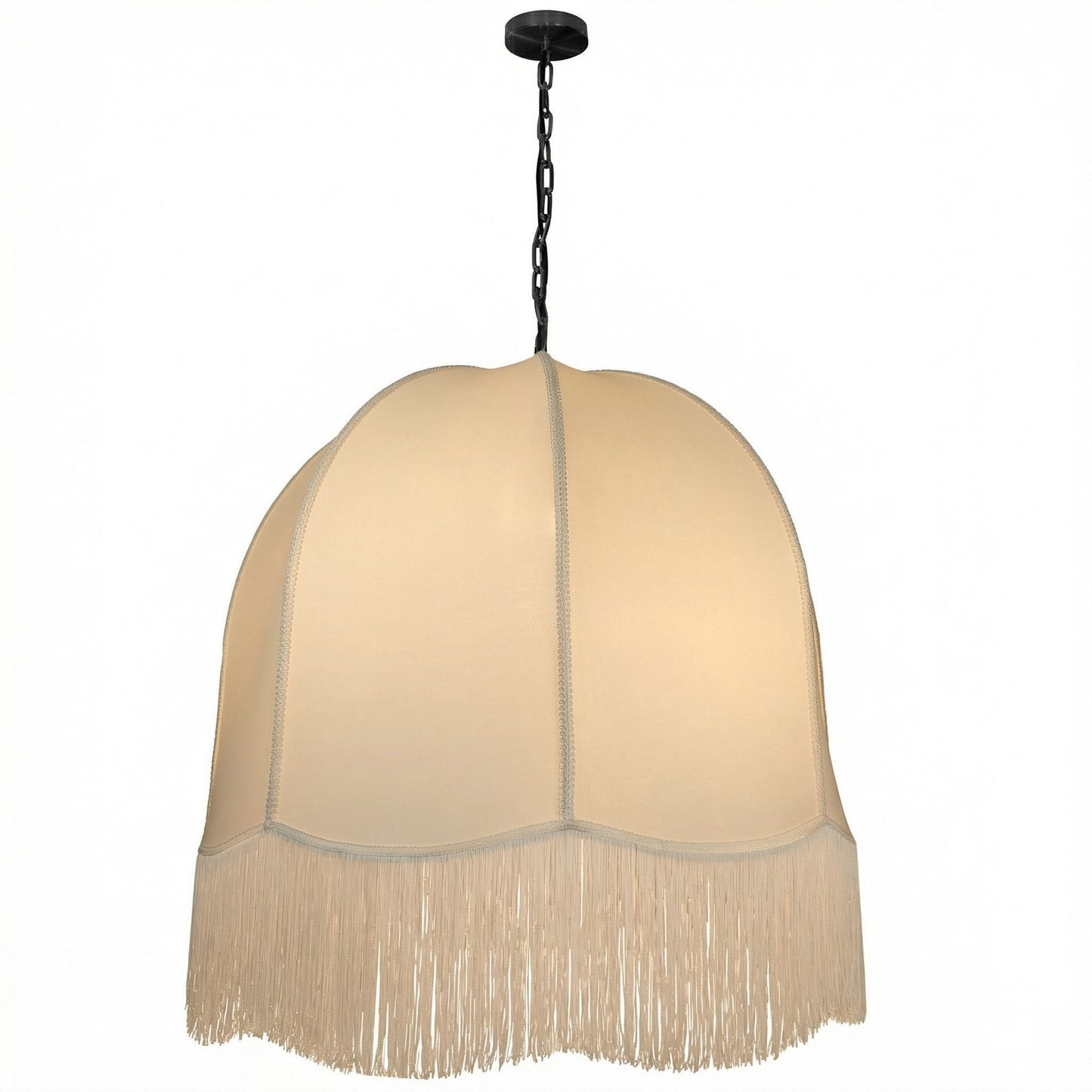 Dainolite Reina 30in 1-Light Pendant | Traditional Matte Black and White Fabric Bell Shade | Dining Room & Entryway | 30 x 30 x 30 in | Model REN-301P-MB