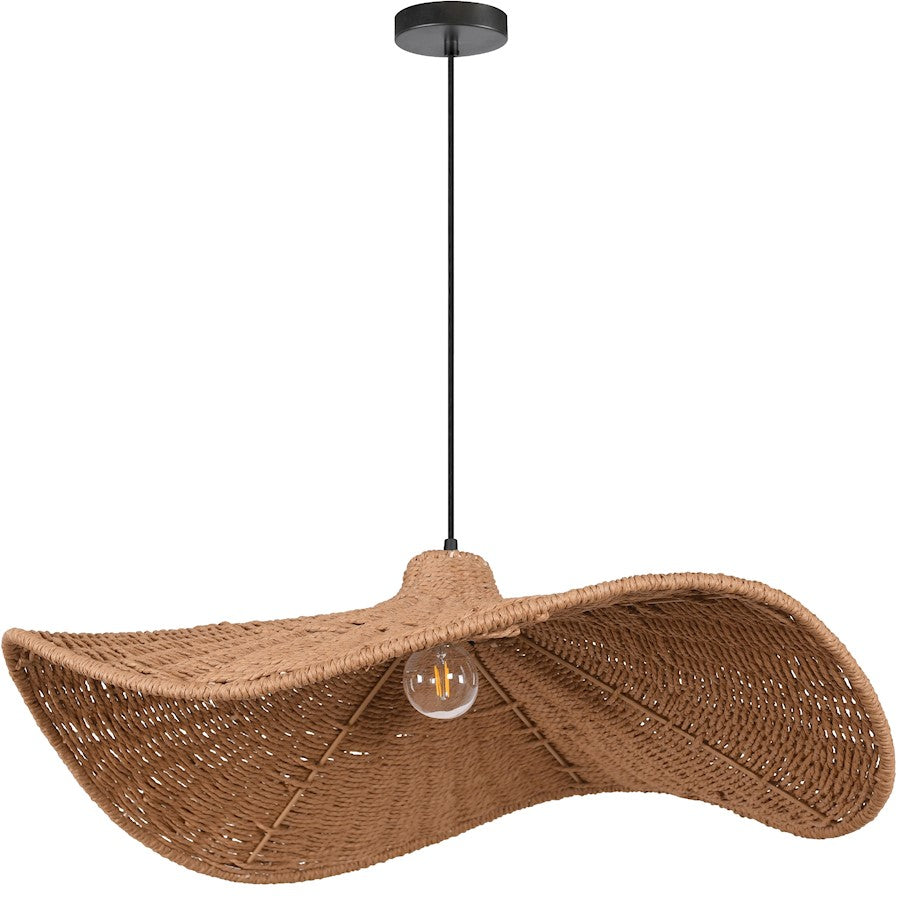 Dainolite Selma 40in 1-Light Pendant | Transitional Wicker and Natural Wicker | Kitchen Island & Dining Room | 40 x 40 x 6 in | Model SMA-401P-MB