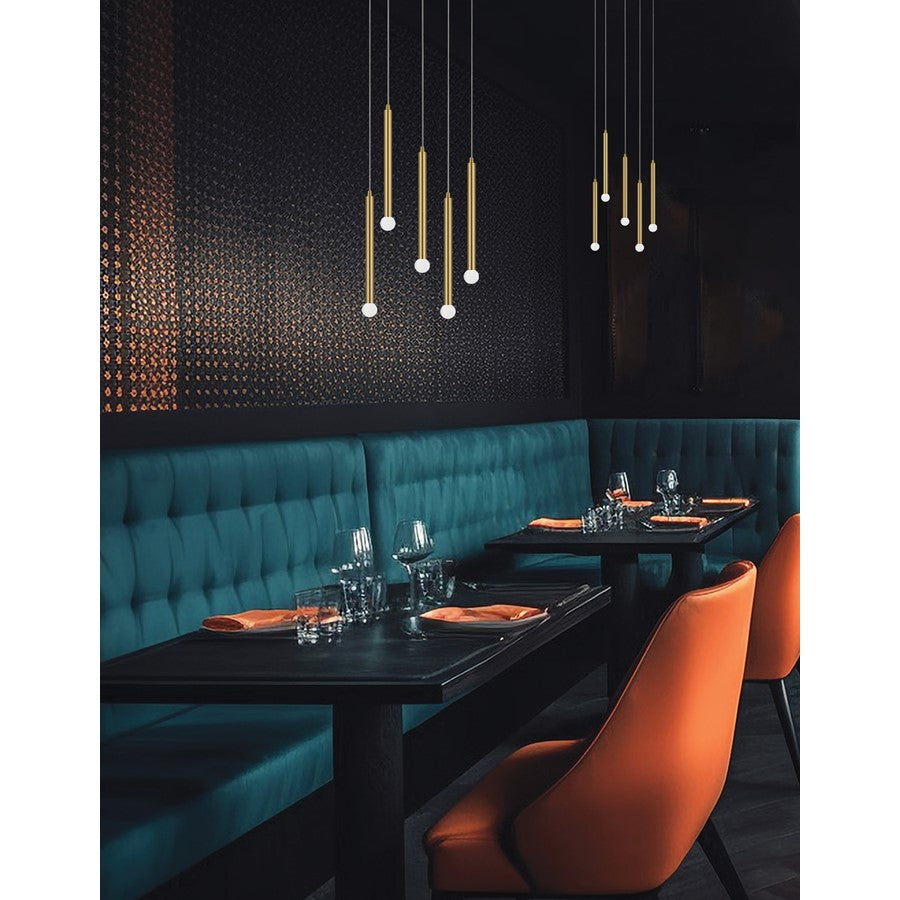 Dainolite Sanya 24in 5-Light Linear Pendant | Modern Aged Brass Metal | Kitchen Island & Dining Room | 24 x 24 x 12 in | Model SNY-125P-AGB