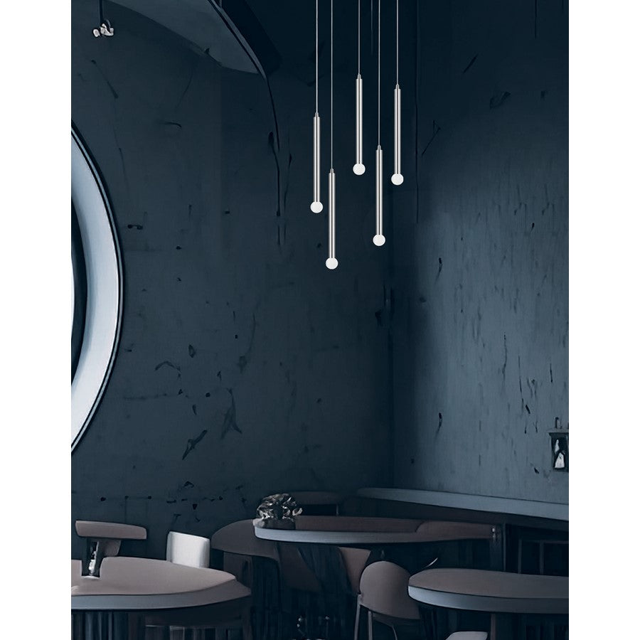 Dainolite Sanya 24in 5-Light Linear Pendant | Modern Polished Chrome Metal | Kitchen Island & Dining Room | 24 x 24 x 12 in | Model SNY-125P-PC