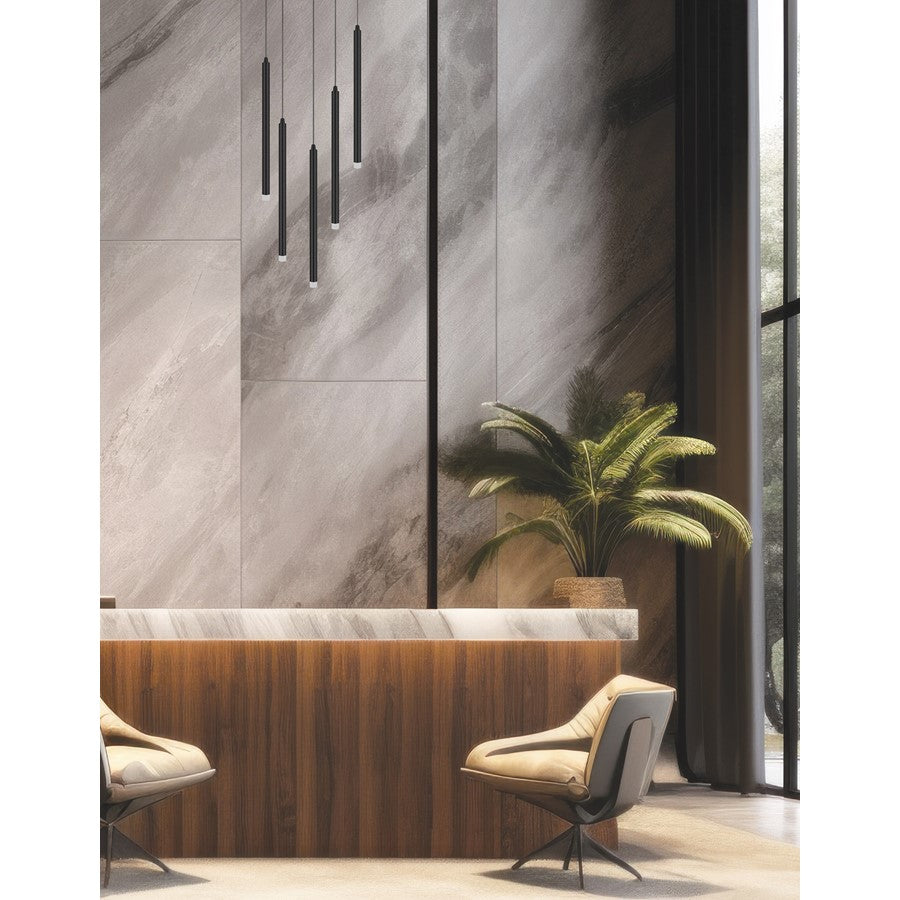 Dainolite Sanya 24in 5-Light LED Linear Pendant | Modern Matte Black and White Acrylic | Kitchen Island & Dining Room | Model SNY-1815LEDP-MB