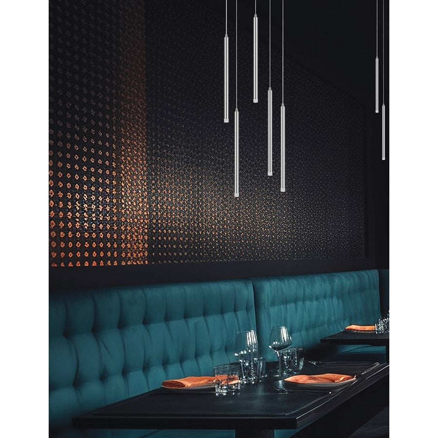 Dainolite Sanya 24in 5-Light LED Linear Pendant | Modern Polished Chrome and White Acrylic | Kitchen Island & Dining Room | Model SNY-1815LEDP-PC