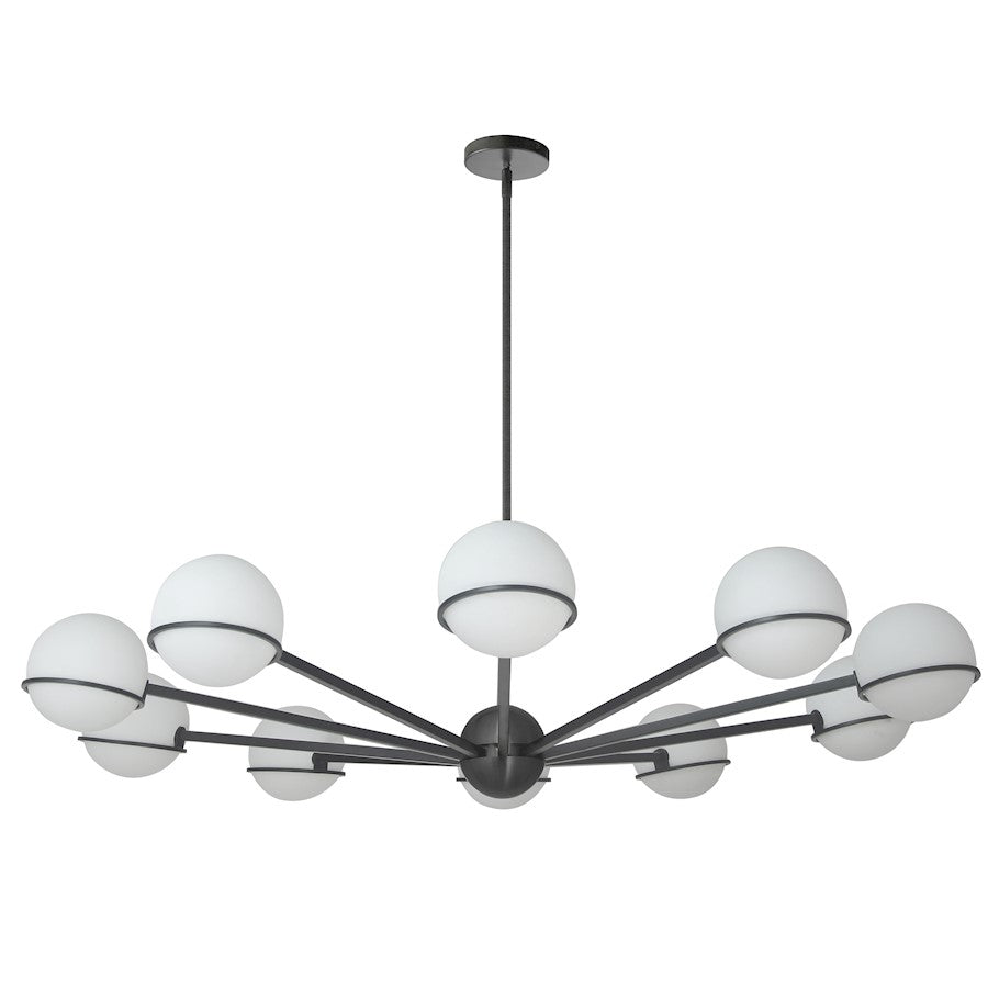 Dainolite Sofia 50in 10-Light Chandelier | Modern Matte Black and White Opal Glass | Dining Room & Living Room | Model SOF-5010C-MB