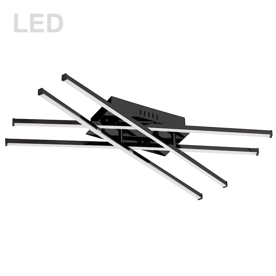 Dainolite Summit 24in 4-Light Flush Mount | Matte Black Metal and White Acrylic Diffuser | Kitchen Island & Dining Room | Model SUM-24FH-MB