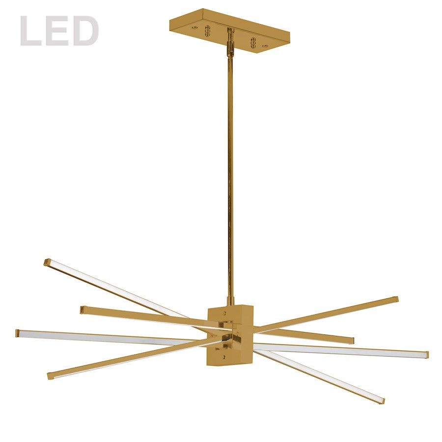 Dainolite Summit 34in 4-Light LED Linear Pendant | Contemporary Aged Brass and White Acrylic | Kitchen Island & Dining Room | 13 x 34 | Model SUM-35HP-AGB