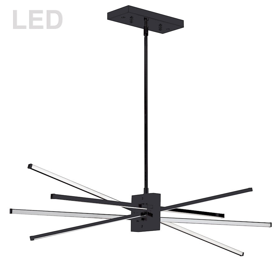 Dainolite Summit 34in 4-Light LED Horizontal Pendant | Contemporary Matte Black Metal and White Acrylic | Kitchen Island & Dining Room | Model SUM-35HP-MB