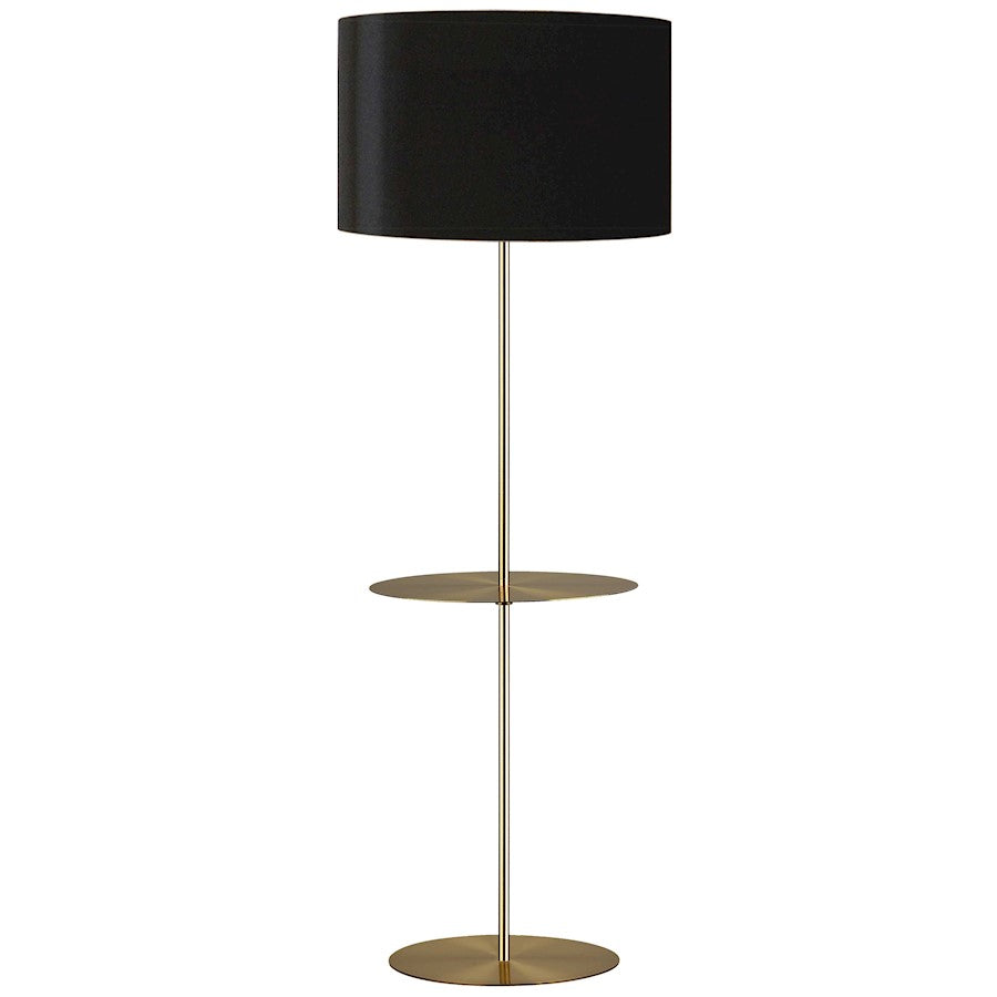 Dainolite Tablero 22in 1-Light Floor Lamp | Transitional Aged Brass and Black/Gold Fabric Shade | Living Room & Bedroom | 22 x 22 x | Model TAB-R591F-AGB