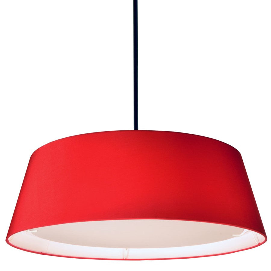 Dainolite LED Tapered Drum Shade 24in 1-Light Pendant | Modern Red Fabric and Polished Chrome Steel | Kitchen Island & Dining Room | Model TDLED-24LP-RD