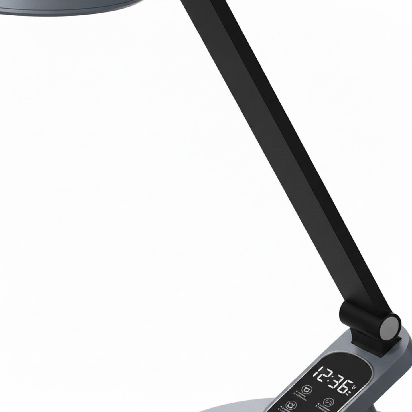 Dainolite Tandy LED Adjustable Table Lamp with Digital Clock | Modern Metallic Grey Plastic | Bedroom & Office Desk Lamp | 350 | Model TND-1710LEDT-MGRY