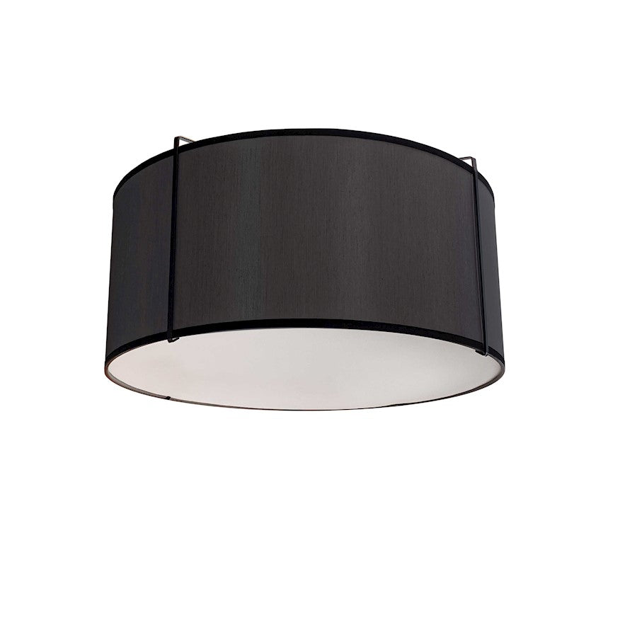 Dainolite Trapezoid 12in 2-Light Flush Mount | Contemporary Black Fabric Drum Shade | Bedroom & Hallway Ceiling Light | 12 x 12 x 8 in | Model TRA-121FH-BK