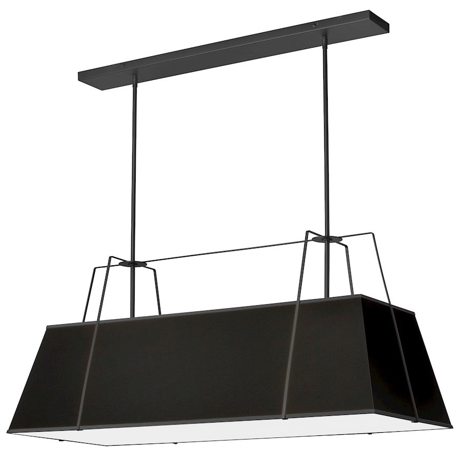 Dainolite Trapezoid 44in 4-Light Chandelier | Modern Black Fabric and Metal | Kitchen Island & Dining Room | 18 x 44 x 12 in | Model TRA-444HC-BK