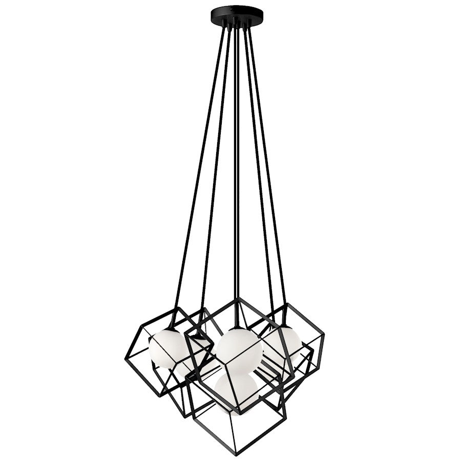 Dainolite Thomson 21in 6-Light Chandelier | Modern Matte Black and Opal Glass | Dining Room & Living Room | 14 x 21 x 14 in | Model TSN-6P-MB