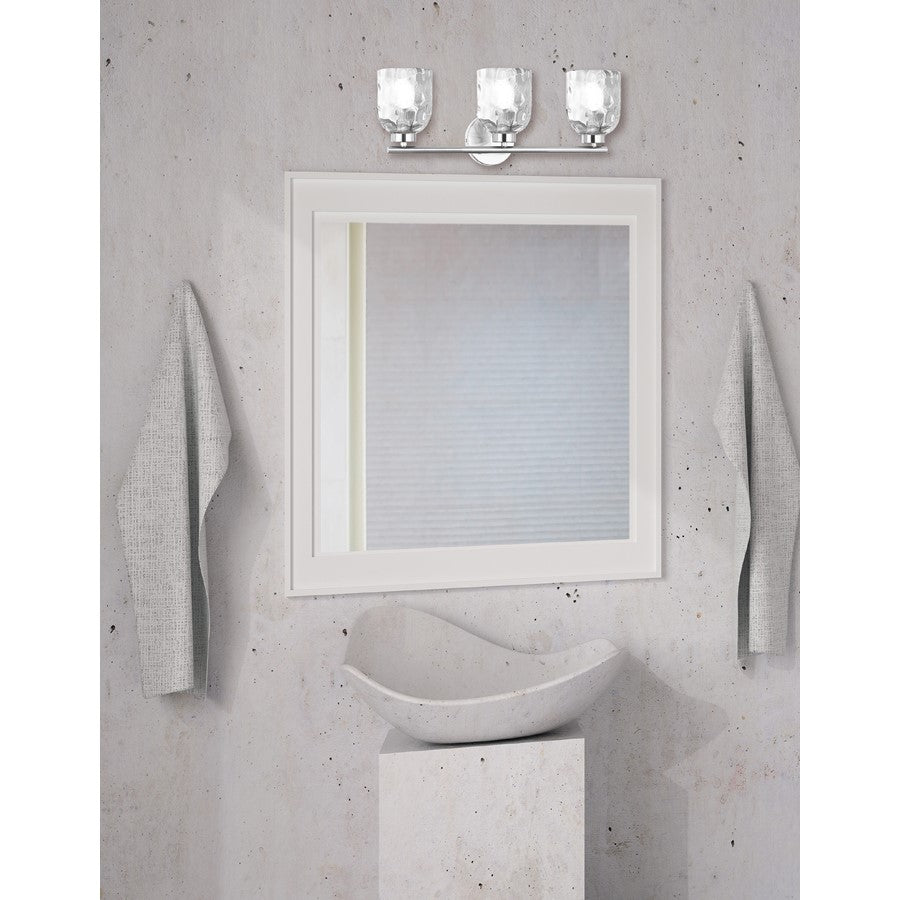 Dainolite Vallora 3-Light Vanity Light | Transitional Polished Chrome and Clear Glass | Bathroom & Powder Room | 21 in W | Model VLA-213W-PC-CLR