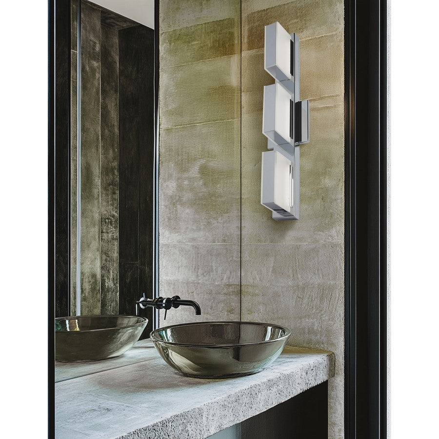 Dainolite VLD-215 20in 3-Light LED Vanity Light | Modern Polished Chrome and White Acrylic | Bathroom Vanity | 20 x 3 x 4.75 in | Model VLD-215-3W-PC